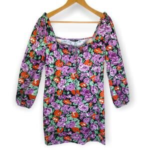 SHEIN Curve Floral Off the Shoulder Dress Size 0XL Purple Red Floral Plus Size
